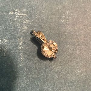 Vintage 925 CZ Diamond Solitaire Scrollwork Pendant